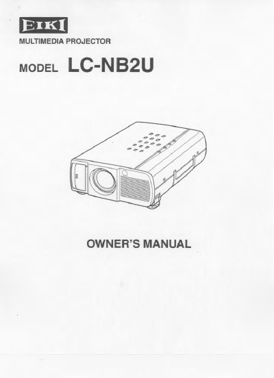 EIKI LC-NB2U Multimedia Projector Owner's Manual - cover page