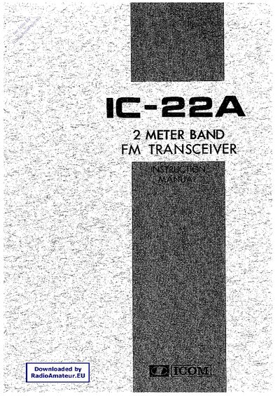 IC-22A Transceiver User Manual - cover page
