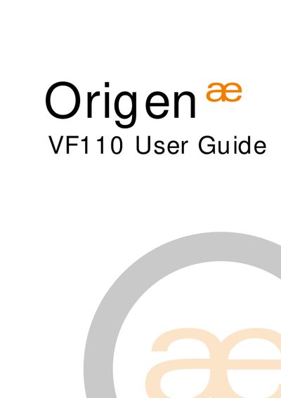 Origen VF110 User Guide - cover page