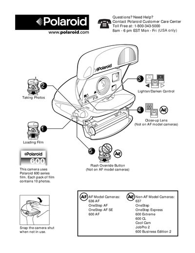 Polaroid Camera User Guide - cover page