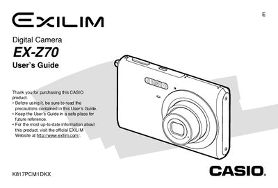 CASIO EX-Z70 User's Guide - cover page