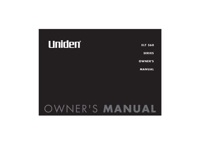 Uniden ELT 560 Series Cordless Telephone Owner's Manual - cover page