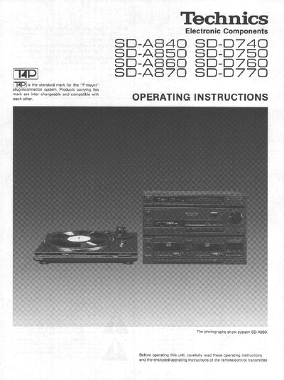 Technics SD-A840/A850/A860/A870/D740/D750/D760/D770 Manual - cover page