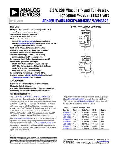 Analog Devices ADN4693E Product Handbook Rev A - cover page