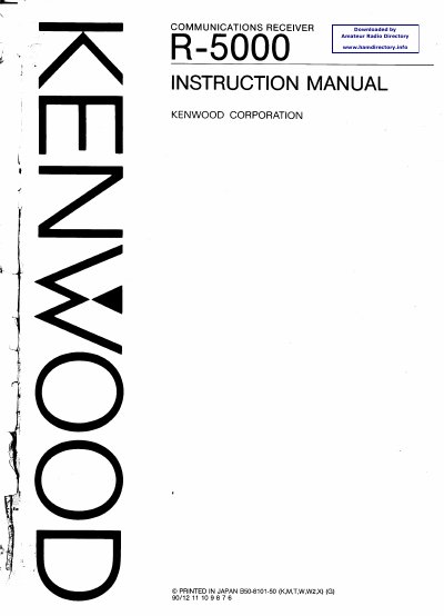 Kenwood R-5000 Communications Receiver User Manual - cover page