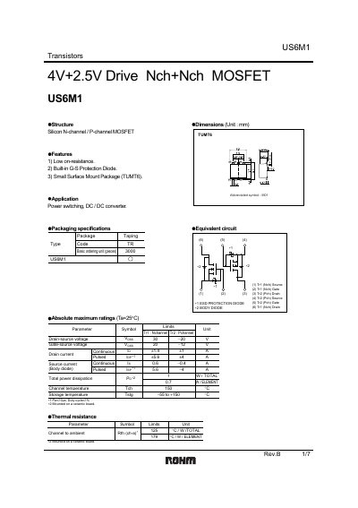 ROHM US6M1 Transistor Datasheet - cover page
