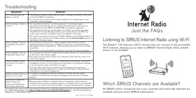 Sirius Stiletto 100 Internet Radio Wi-Fi Insert - cover page