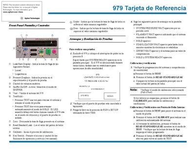 Agilent 979 Leak Detector Quick Reference Card - cover page