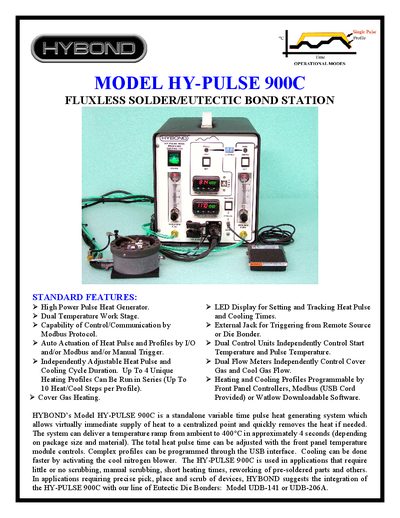 HYBOND HY-PULSE 900C Fluxless Solder/Eutectic Bond Station Product Leaflet - cover page