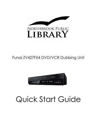 Funai ZV427FX4 DVD/VCR Dubbing Unit Quick Start Guide - cover page