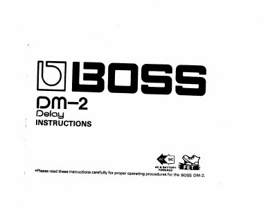 BOSS DM-2 Delay Pedal User Manual - cover page