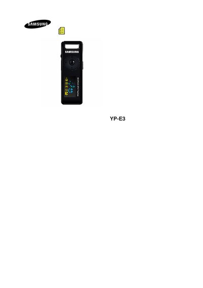 Samsung YP-E3 MP3 Player User Manual - cover page