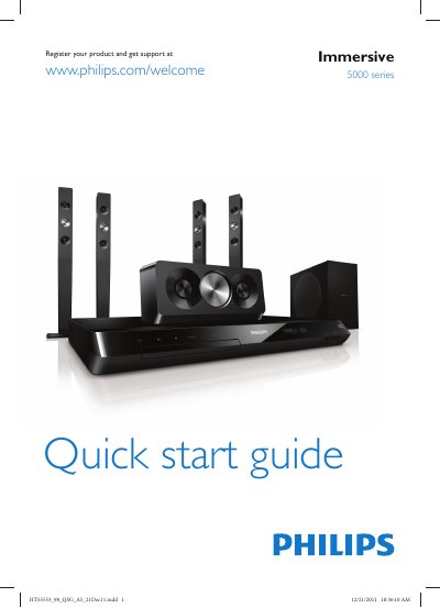 Philips HTS5553 5000 Series Home Theater Quick Start Guide
