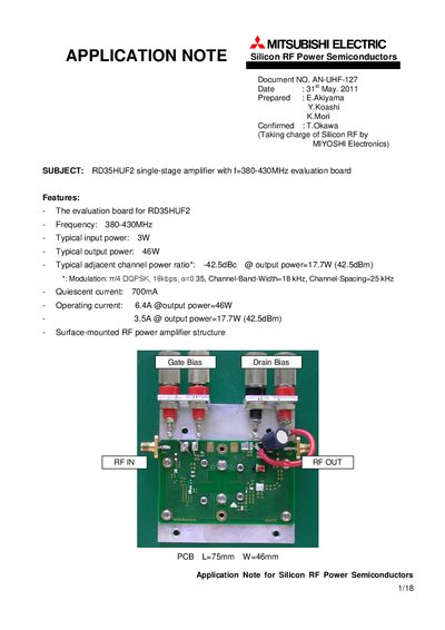 Mitsubishi Electric RD35HUF2 Application Note AN-UHF-127