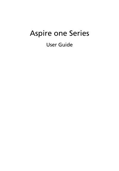 Acer Aspire One Series Notebook PC User Guide - cover page