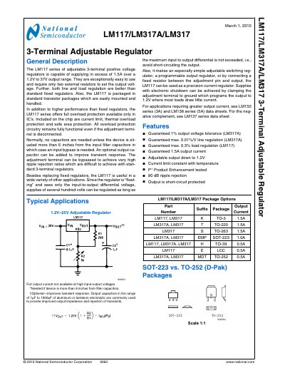 National Semiconductor LM117/LM317A/LM317 Adjustable Regulator Datasheet