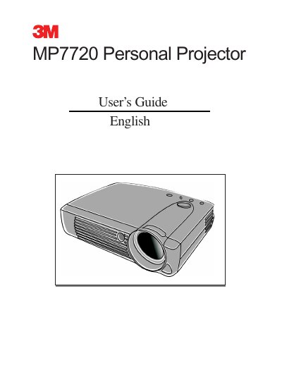 3M MP7720 Personal Projector User's Guide