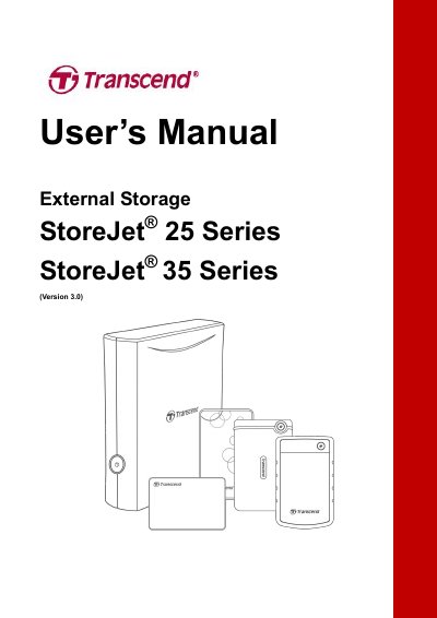 Transcend StoreJet 25/35 Series External Storage User Manual - cover page