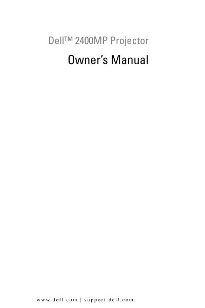 Dell 2400MP Projector Owner's Manual - cover page