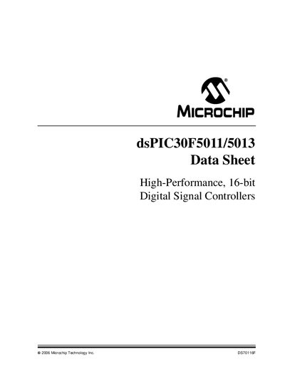Microchip dsPIC30F5011/5013 Datasheet - cover page