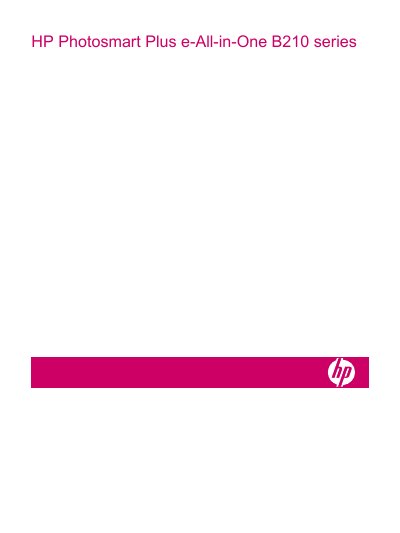HP Photosmart Plus e-All-in-One B210 Series User Manual - cover page