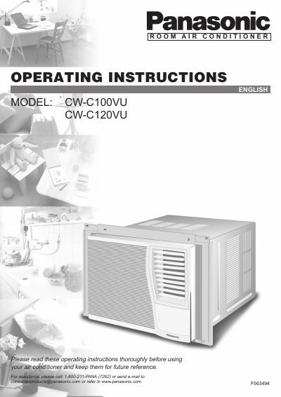 Panasonic CW-C100VU/CW-C120VU Room Air Conditioner Operating Instructions - cover page