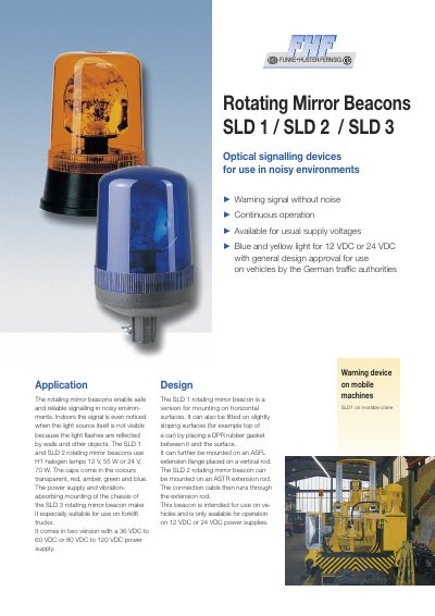 FHF SLD 1/SLD 2/SLD 3 Rotating Mirror Beacons Technical Data Sheet - cover page