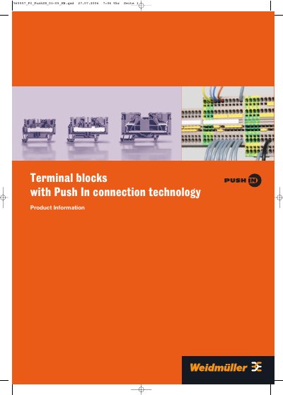 Weidmüller Push In Connection Technology Product Information - cover page