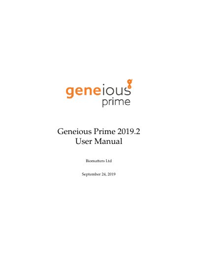 Biomatters Geneious Prime 2019.2 User Manual - cover page