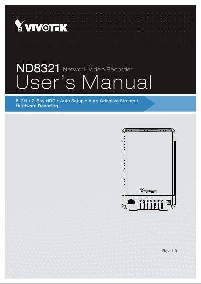 VIVOTEK ND8321 Network Video Recorder User Manual - cover page