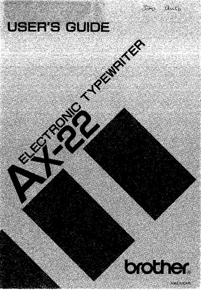 Brother AX-22 Electronic Typewriter User Manual - cover page