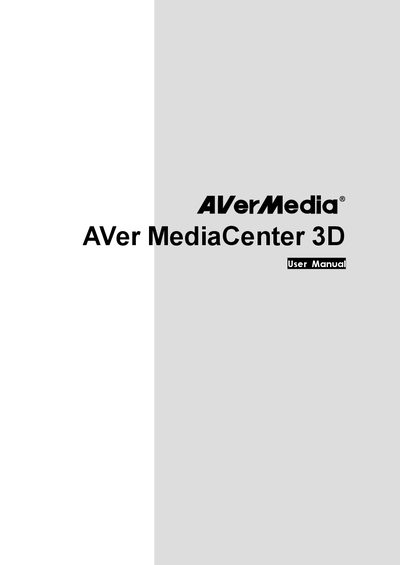 AVerMedia MediaCenter 3D User Manual - cover page