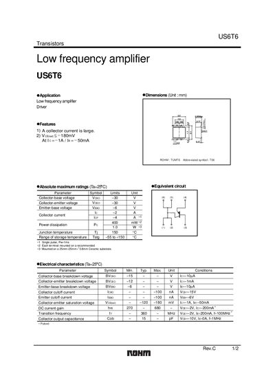 ROHM US6T6 Datasheet - cover page