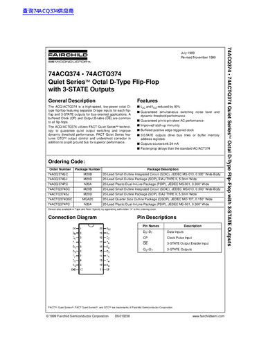 Fairchild Semiconductor 74ACQ374/74ACTQ374 Datasheet - cover page