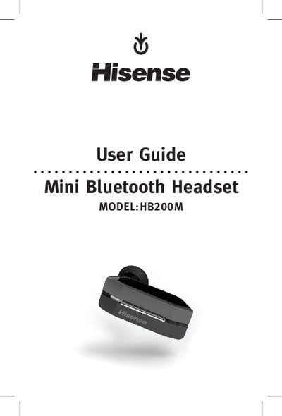 Hisense HB200M Mini Bluetooth Headset User Guide - cover page