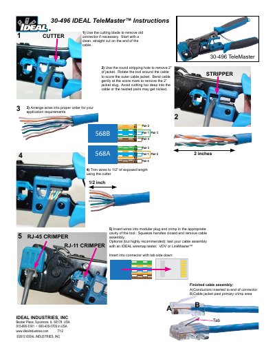 IDEAL 30-496 Telemaster RJ-11/RJ-45 Tool Instructions - cover page