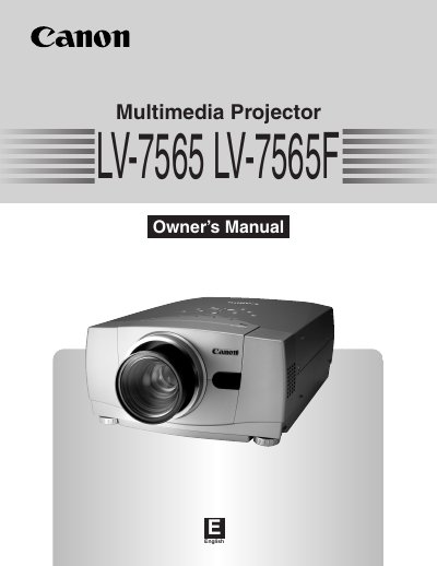 Canon LV-7565 LV-7565F Multimedia Projector Owner's Manual - cover page