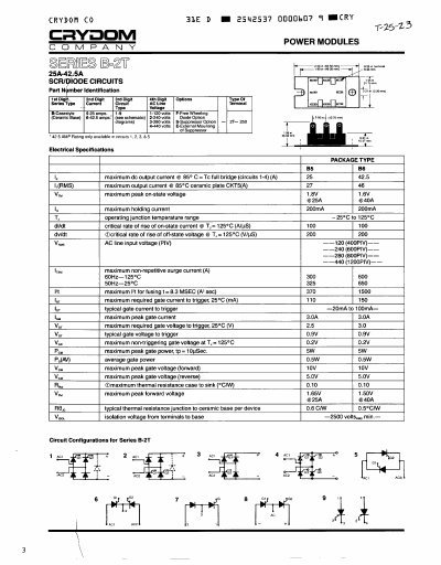 Crydom Series B-2T Power Modules Datasheet - cover page