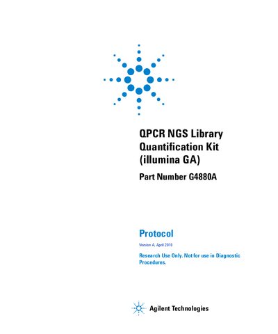 Agilent QPCR NGS Library Quantification Kit (illumina GA) Protocol