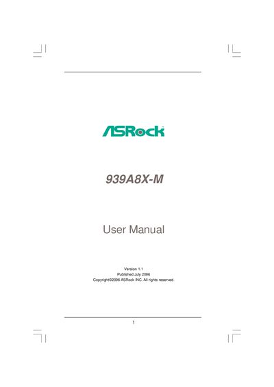 ASRock 939A8X-M Motherboard User Manual - cover page