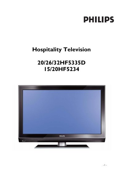 philips Hospitality Television 20/26/32HF5335D 15/20HF5234 Manual - cover page