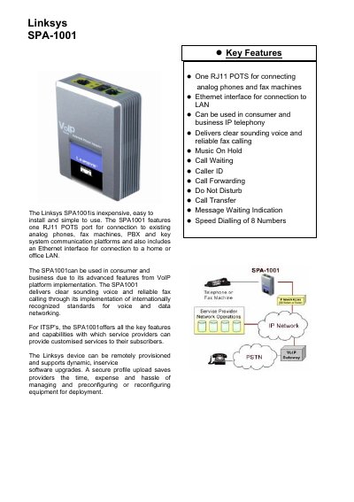 Linksys SPA-1001 User Manual - cover page