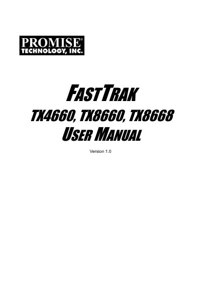Promise FastTrak TX4660, TX8660, TX8668 User Manual