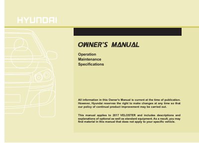 2017 Hyundai Veloster Owner's Manual - cover page