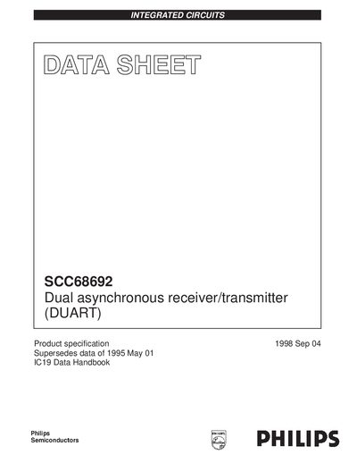 Philips SCC68692 Dual Asynchronous Receiver/Transmitter Datasheet - cover page