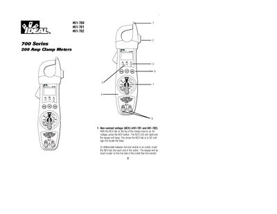 IDEAL 61-700 61-701 61-702 61-704 200 AAC Clamp Meter Instructions - cover page