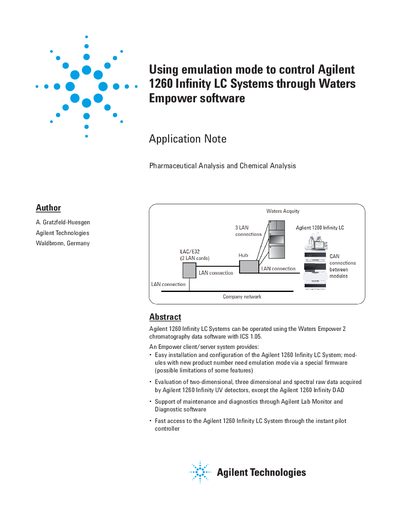 Agilent 1260 Infinity LC Emulation Mode Application Note - cover page