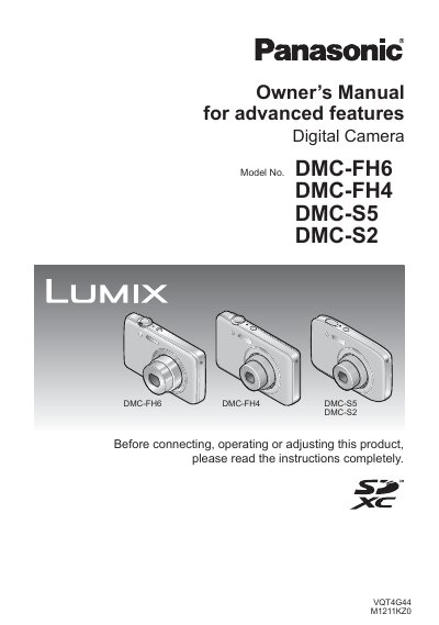Panasonic DMC-FH6/DMC-FH4/DMC-S5/DMC-S2 Digital Camera Owner's Manual - cover page
