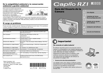 Ricoh Caplio RZ1 Digital Camera User Guide - cover page