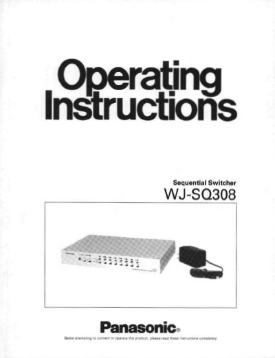 Panasonic WJSQ308 Sequential Switcher User Manual - cover page